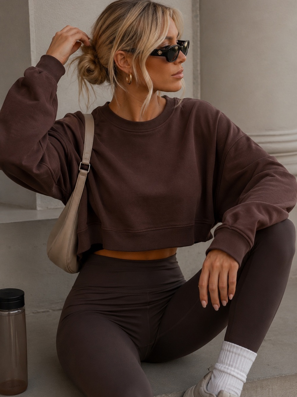 Zara Cropped Sweatshirt in Deep Chocolate